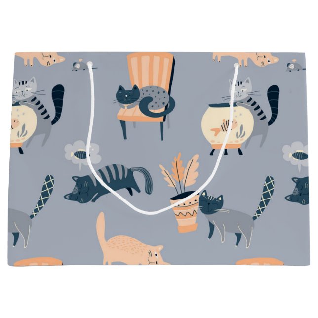 Cat pattern large gift bag (Front)