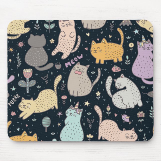 Cat pattern mouse pad (Front)