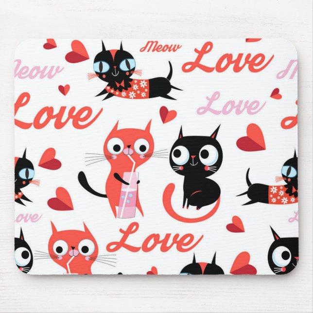 Cat pattern mouse pad (Front)