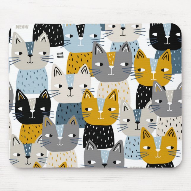 Cat pattern mouse pad (Front)