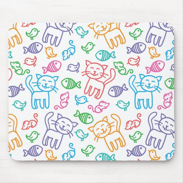 cat pattern mouse pad (Front)