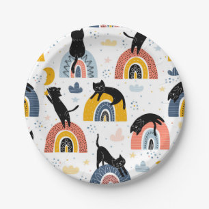 Cat pattern paper plate