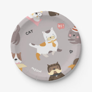 Cat pattern paper plate