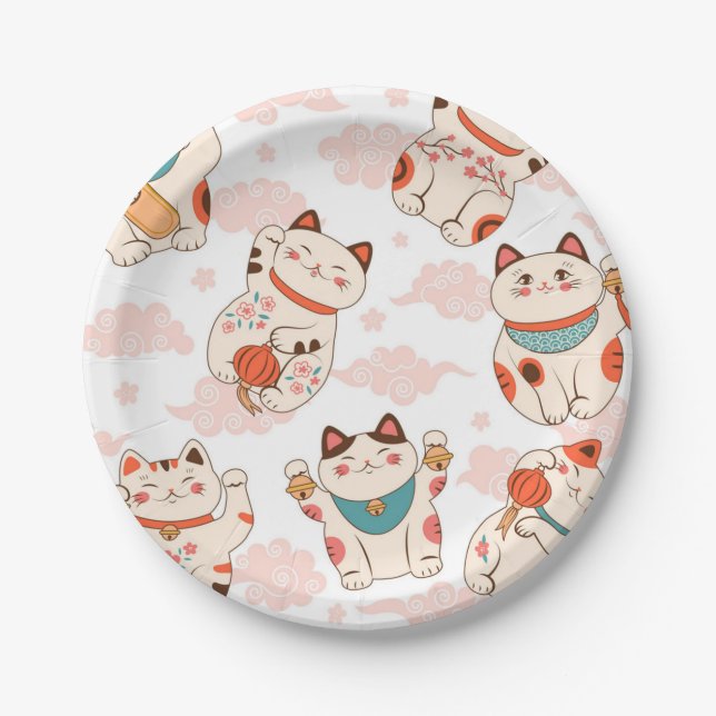 Cat pattern paper plate (Front)