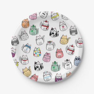 Cat pattern paper plate