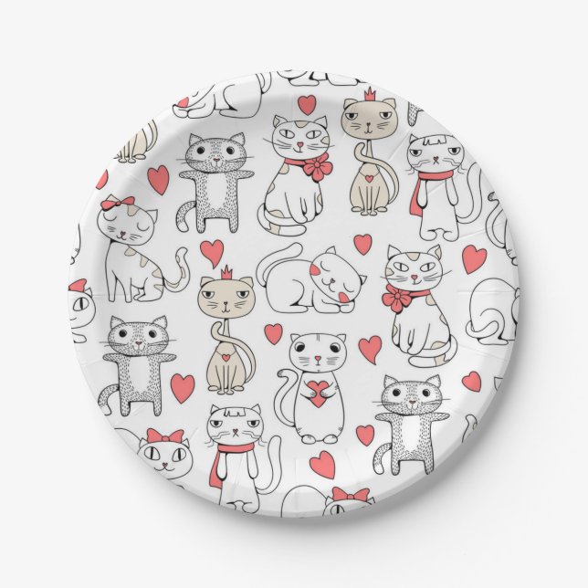 Cat pattern paper plate (Front)