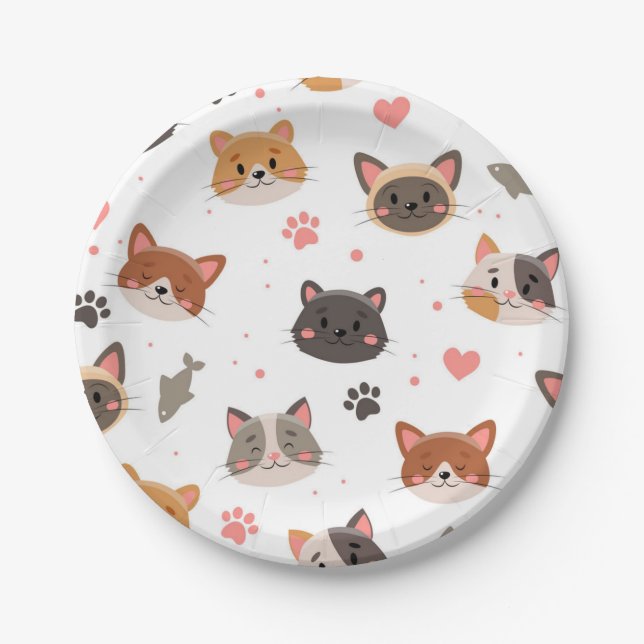Cat pattern paper plate (Front)