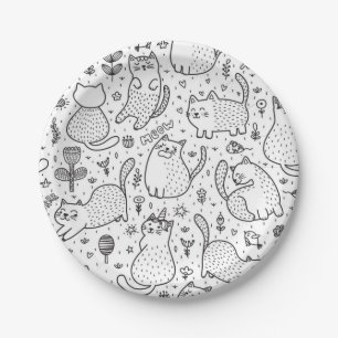 Cat pattern paper plate