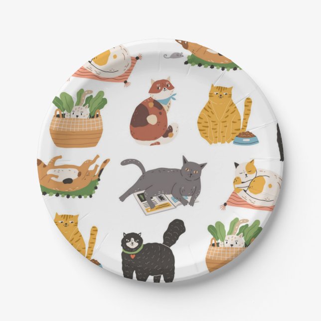 Cat pattern paper plate (Front)