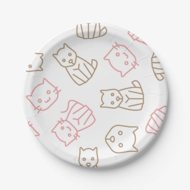 Cat pattern paper plate (Front)
