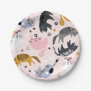 Cat pattern paper plate
