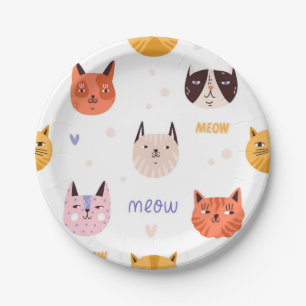 Cat pattern paper plate