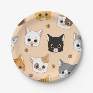 Cat pattern paper plate