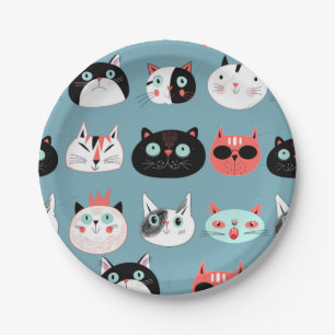 Cat pattern paper plate