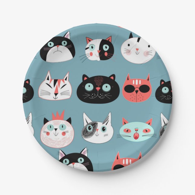 Cat pattern paper plate (Front)