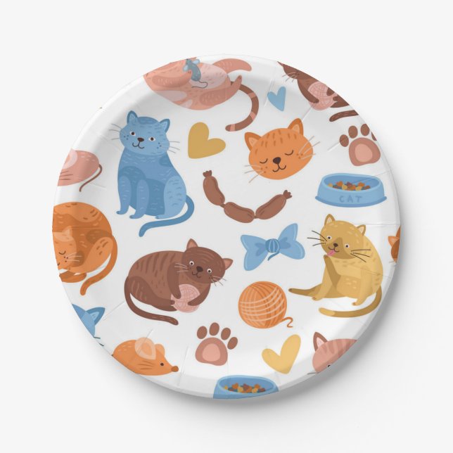 Cat pattern paper plate (Front)