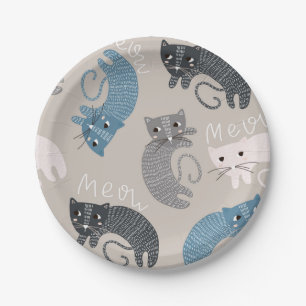 Cat pattern paper plate