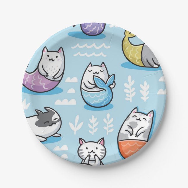 Cat pattern paper plate (Front)