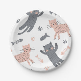 Cat pattern paper plate