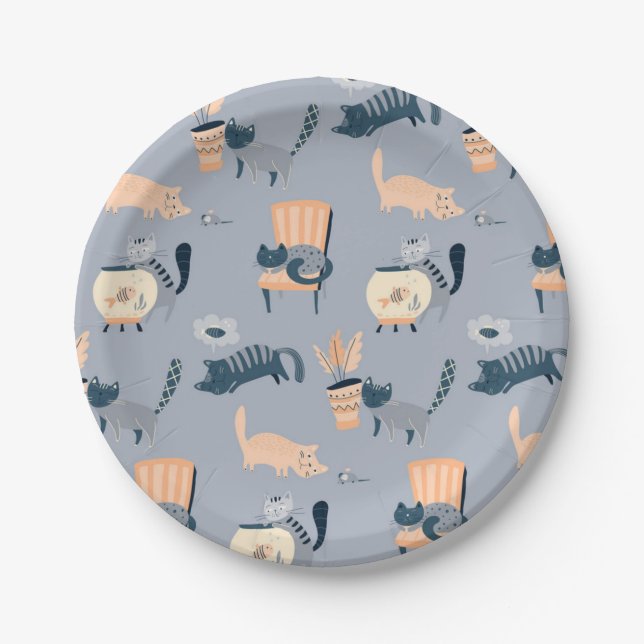 Cat pattern paper plate (Front)