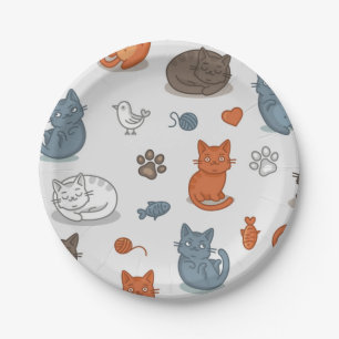 Cat pattern paper plate