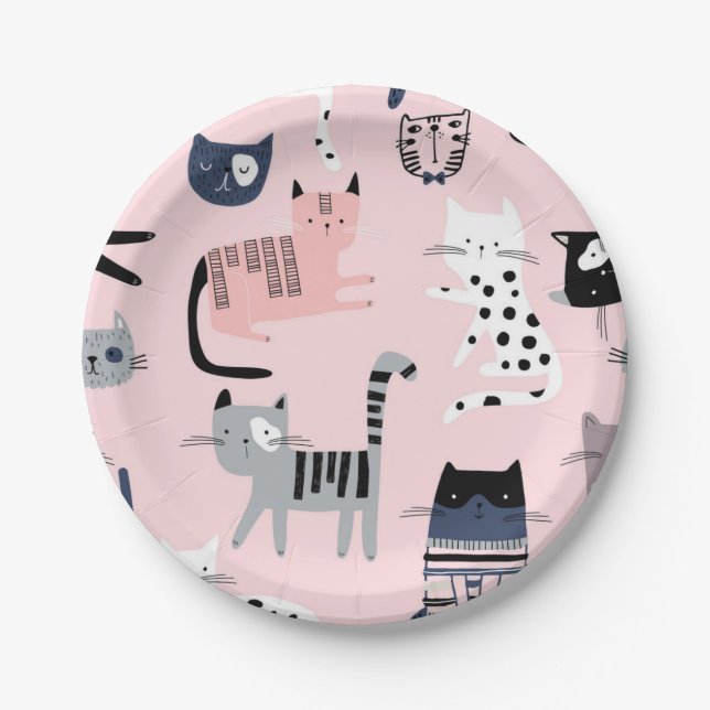 Cat pattern paper plate (Front)