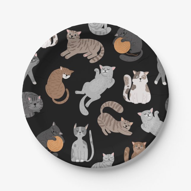 Cat pattern paper plate (Front)