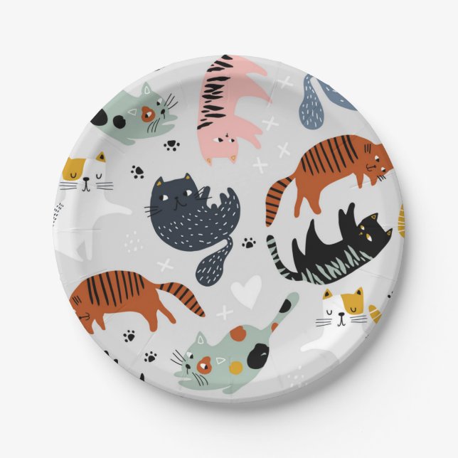 Cat pattern paper plate (Front)