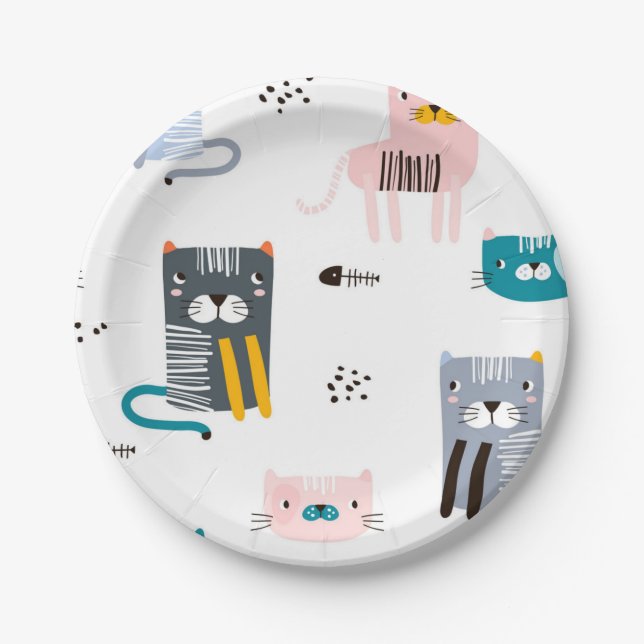 Cat pattern paper plate (Front)