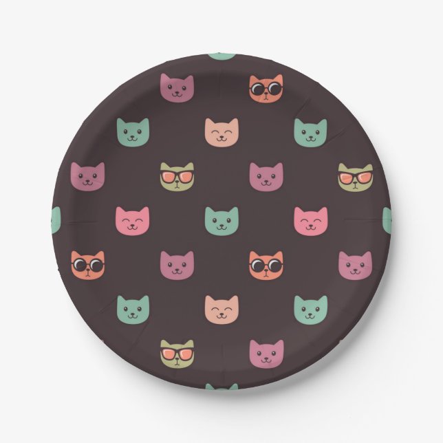 Cat pattern paper plate (Front)