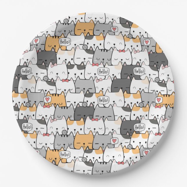 Cat Pattern Paper Plate (Front)
