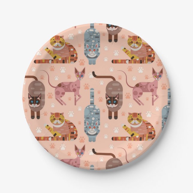 Cat pattern paper plate (Front)
