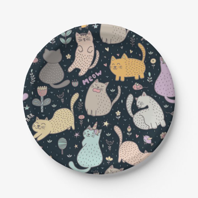 Cat pattern paper plate (Front)