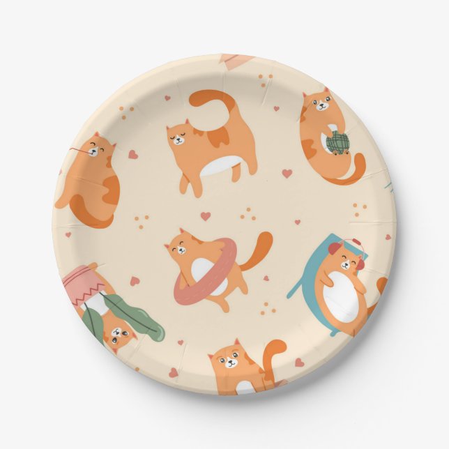 Cat pattern paper plate (Front)
