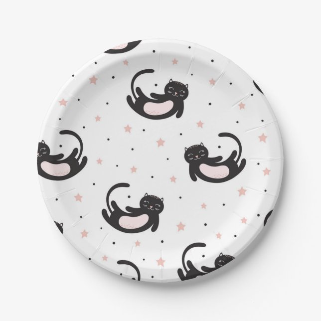 Cat pattern paper plate (Front)
