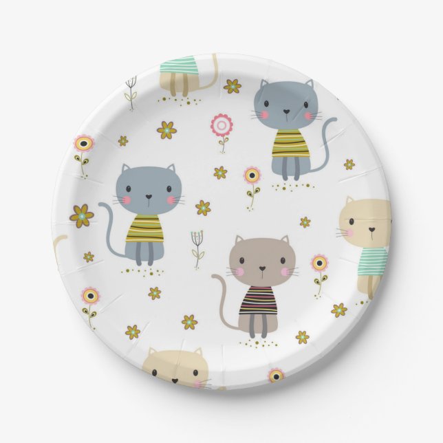Cat pattern paper plate (Front)