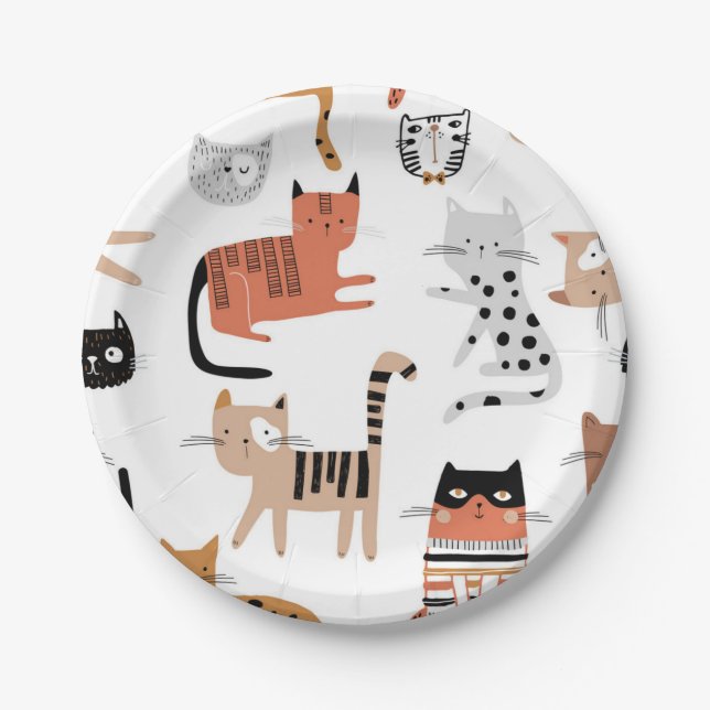 Cat pattern paper plate (Front)