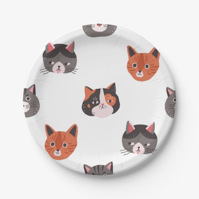 Cat pattern paper plate (Front)