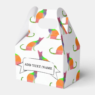 Cat Pattern Party Decor Custom Name Favour Box