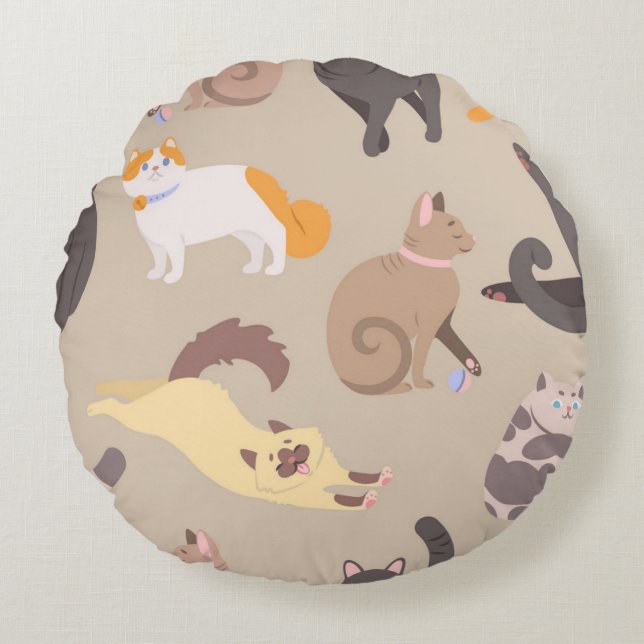 Cat pattern round cushion (Front)