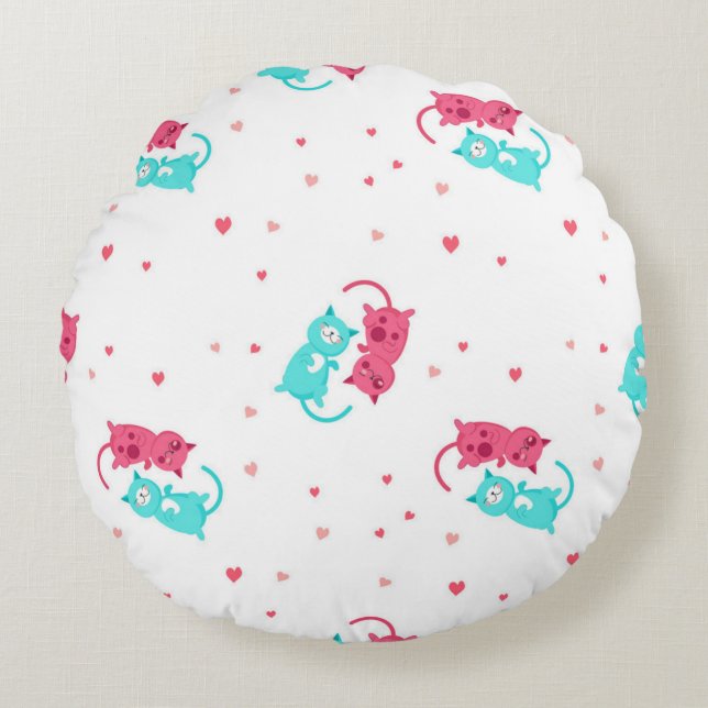 Cat pattern round cushion (Front)