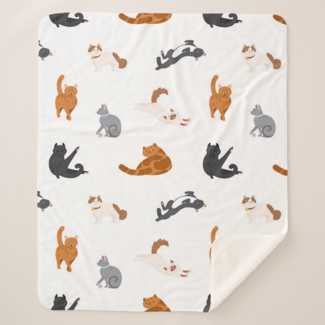 Cat pattern sherpa blanket (Front)