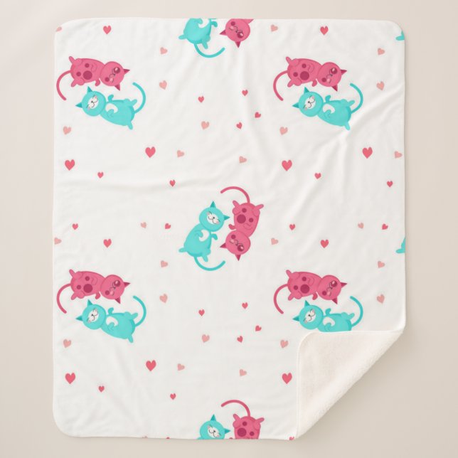 Cat pattern sherpa blanket (Front)