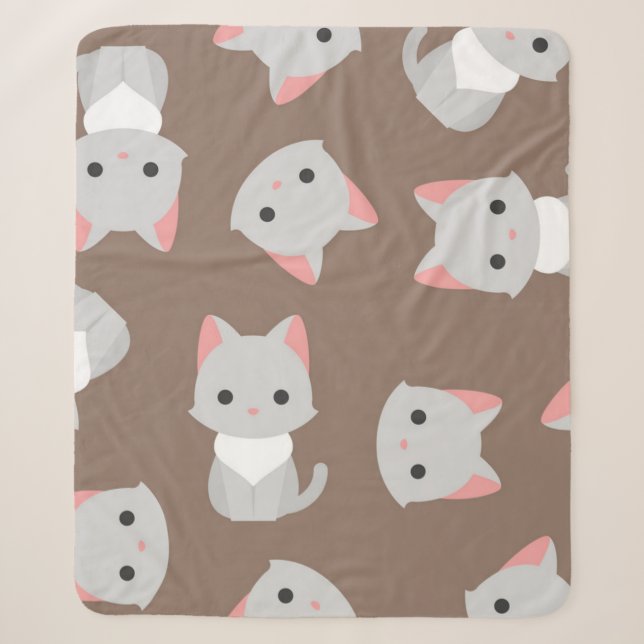 Cat pattern sherpa blanket (Front)