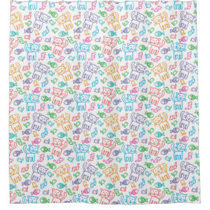 cat pattern shower curtain