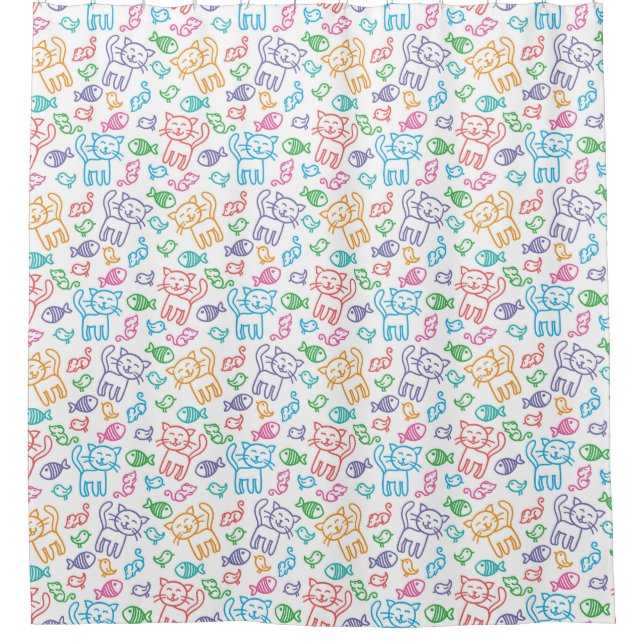 cat pattern shower curtain (Front)