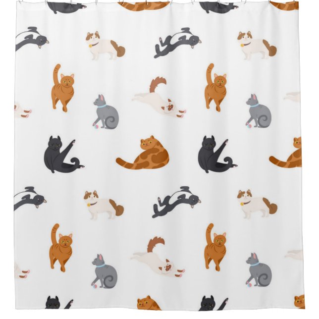 Cat pattern shower curtain (Front)