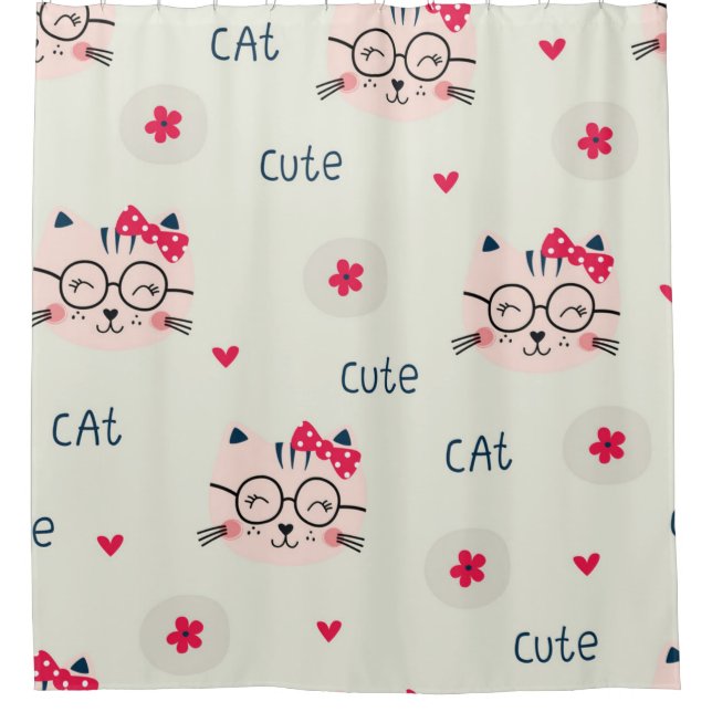 Cat pattern shower curtain (Front)