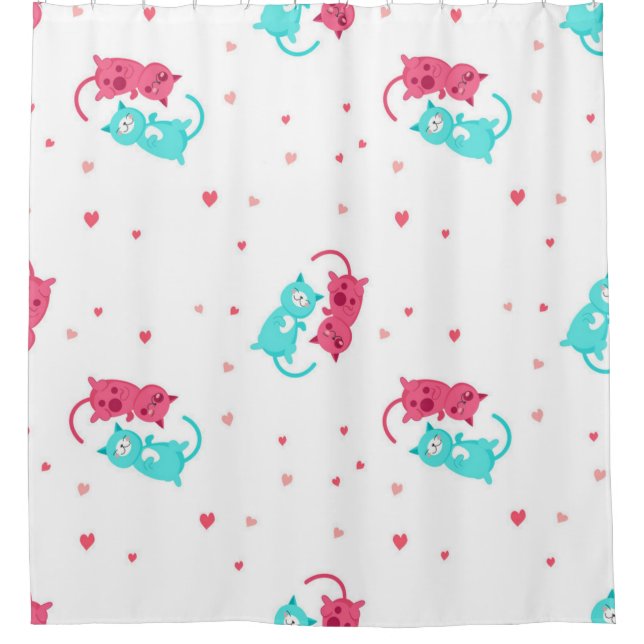 Cat pattern shower curtain (Front)