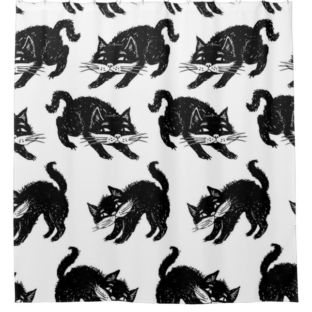 Cat pattern shower curtain (Front)